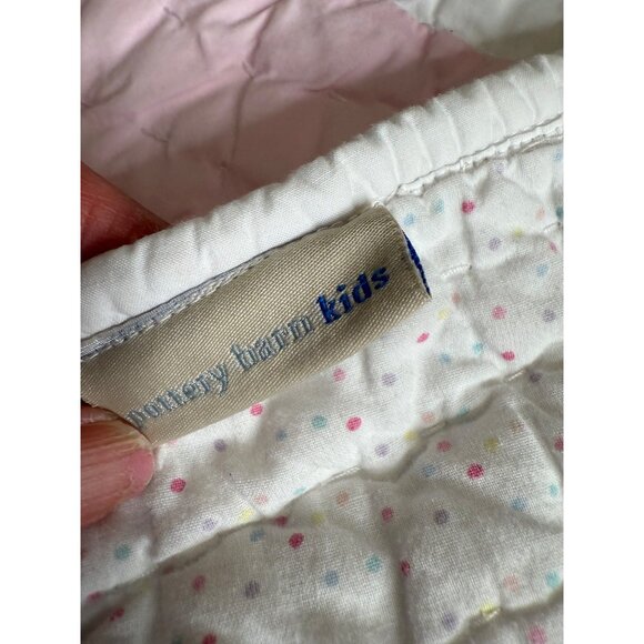 Pottery Barn Kids Patchwork Quilt F/Q Colorblock Polka Dot Reverse Cotton linen - Picture 2 of 16